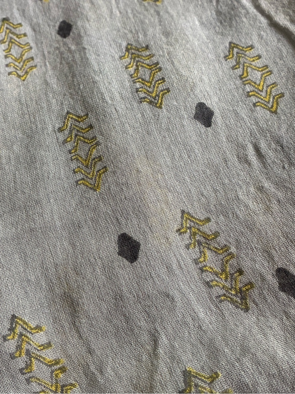 Light Gray Embroidered Fabric Top in Yellow Accent